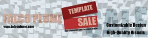 A graphic design for a Photoshop template advertisement featuring the word “SALE” in large letters on a red banner, with additional text promoting website traffic increase through template purchase.